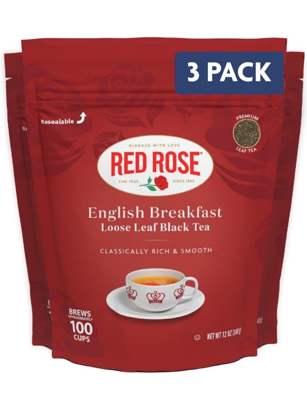 Loose Leaf Black Tea - English Breakfast, 12 oz (3 Pack) - Bold Flavor & Fresh